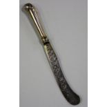 A Victorian silver gilt novelty propelling pencil in the form of a pistol-handled butter knife