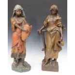 After Ernst Borsdorf - an early 20th century Austrian painted pottery figure of a country maiden