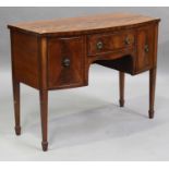 A 20th century George III style mahogany bowfront sideboard, fitted with a drawer and two cupboards,