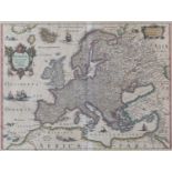 Henricus Hondius - 'Europa Exactissime Descripta' (Map of Europe), 17th century engraving with later