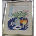 Bryan Pearce - Pink Lilies and Oranges, 20th century colour screenprint, signed, dated '82 and