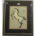 Urushibara Mokuchu - Prancing Horse, 20th century colour woodblock, signed in pencil, 34cm x 25cm,