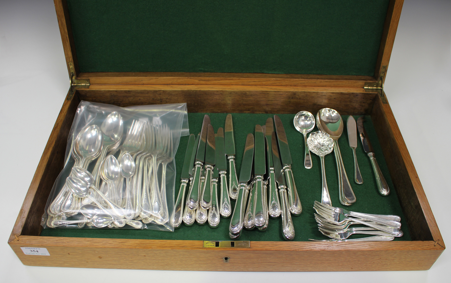 A Roberts & Belk part canteen of plated Hester Bateman pattern cutlery, comprising six serving