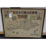 William F. Sibert - 'Sussex' (Map of the County), lithograph with hand-colouring, published circa