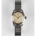 A Rolex Oyster Royal steel circular cased gentleman's wristwatch, the milled screw case back