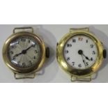 A 15ct gold circular cased lady's wristwatch with unsigned jewelled movement, the enamelled dial