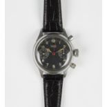 A German Hanhart base metal circular cased military wristwatch, circa 1940s, the movement