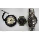 An Accurist Super Waterproof 400 steel cased gentleman's chronograph wristwatch, the signed black