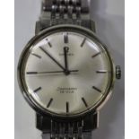 An Omega Seamaster Deville steel circular cased gentleman's bracelet wristwatch, the signed silvered