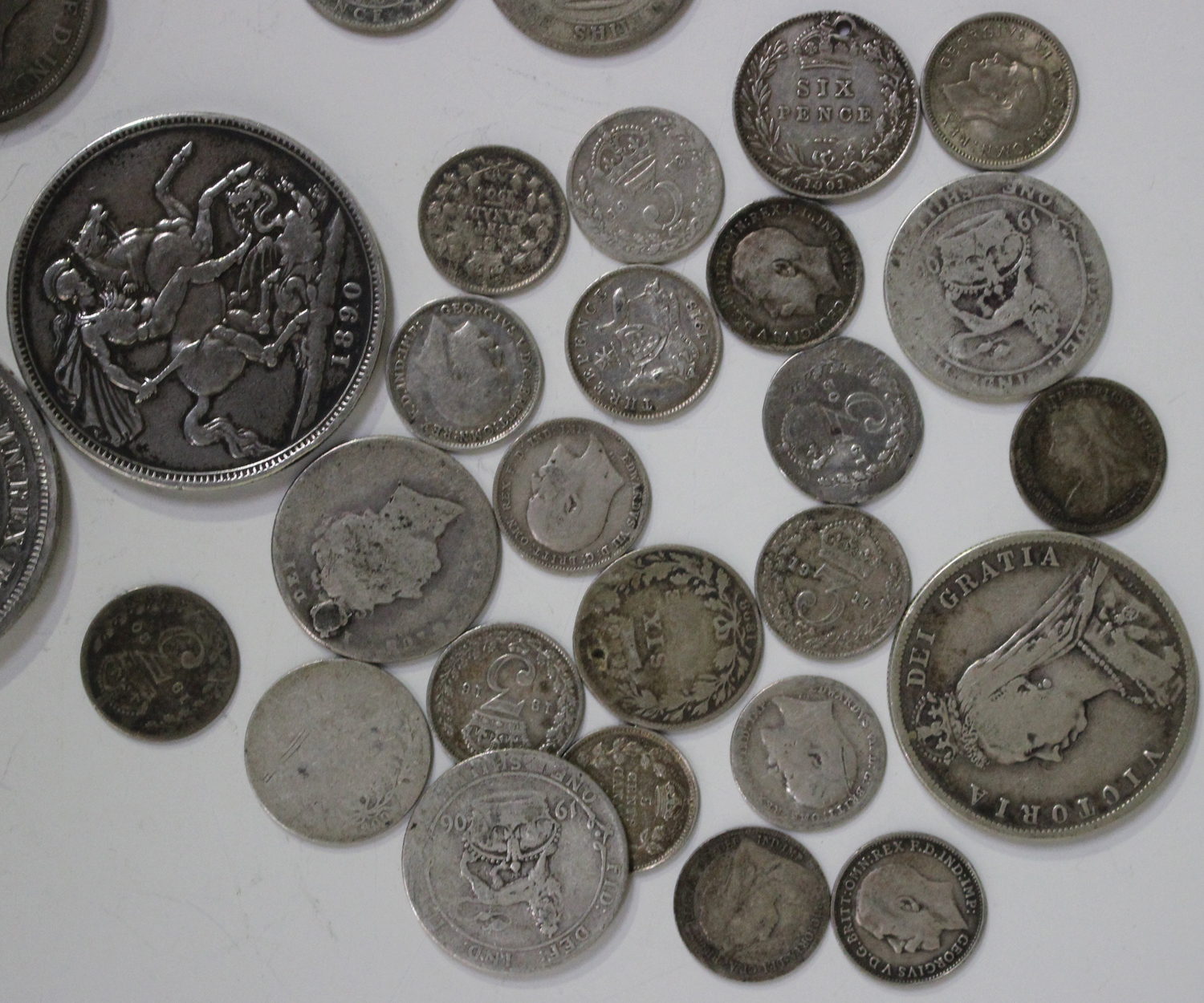 A small group of British pre-1920 silver coins, including a Victoria Jubilee Head crown 1890, and - Image 3 of 4