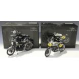 A Minichamps 1:12 scale model of a Vincent Black Shadow motorcycle and another of a Norton Manx