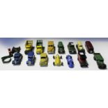 Fourteen Dinky Toys vehicles, including a No. 25d type four petrol tanker, a No. 25f type four