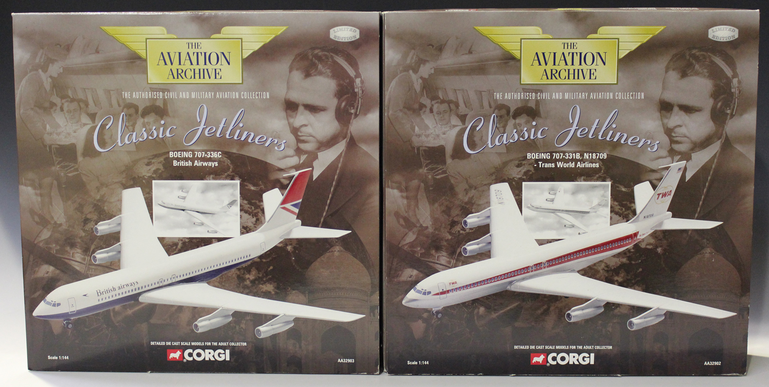 Six Corgi The Aviation Archive limited edition Classic Jetliners aircraft, comprising two No.