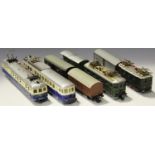 A collection of Kleinbahn gauge HO railway items, including an electric locomotive, boxed, two other