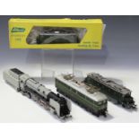 A collection of Lilliput gauge HO railway items, including a 4-6-4 German locomotive and tender,