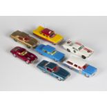 Seven Corgi Toys American cars, comprising a No. 229 Chevrolet Corvair, a No. 241 Ghia L.6.4, a