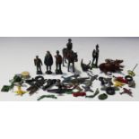 A collection of Britains lead figures of First World War infantry soldiers with steel helmets and