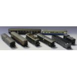 A collection of Lilliput gauge HO railway items, including electric locomotives, coaches,