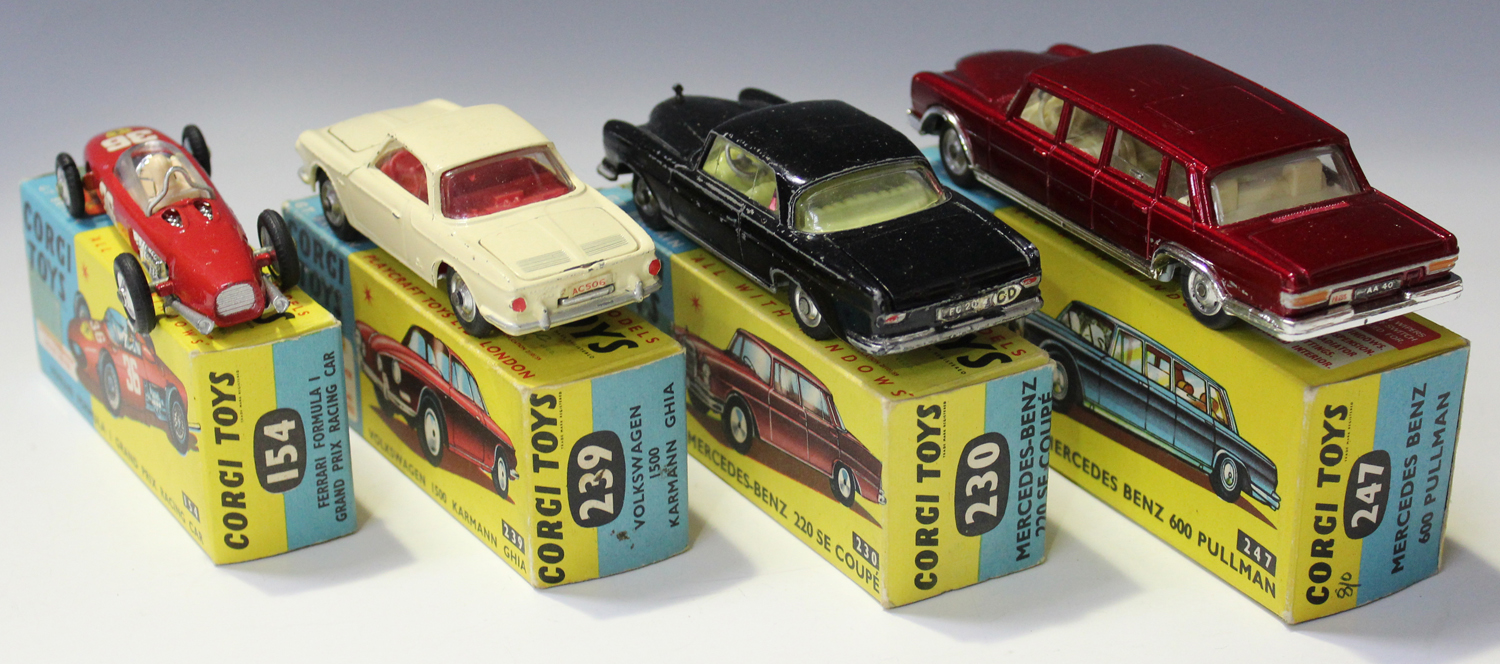 Four Corgi Toys cars, comprising a No. 154 Ferrari Formula 1, a No. 230 Mercedes-Benz 220 SE - Image 3 of 3