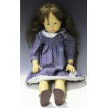 A Sasha girl doll, circa 1970s, the head impressed 'Gotz 145', with long brown hair, painted