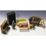 A collection of doll's house furniture and accessories, mid/late 20th century, including an oak