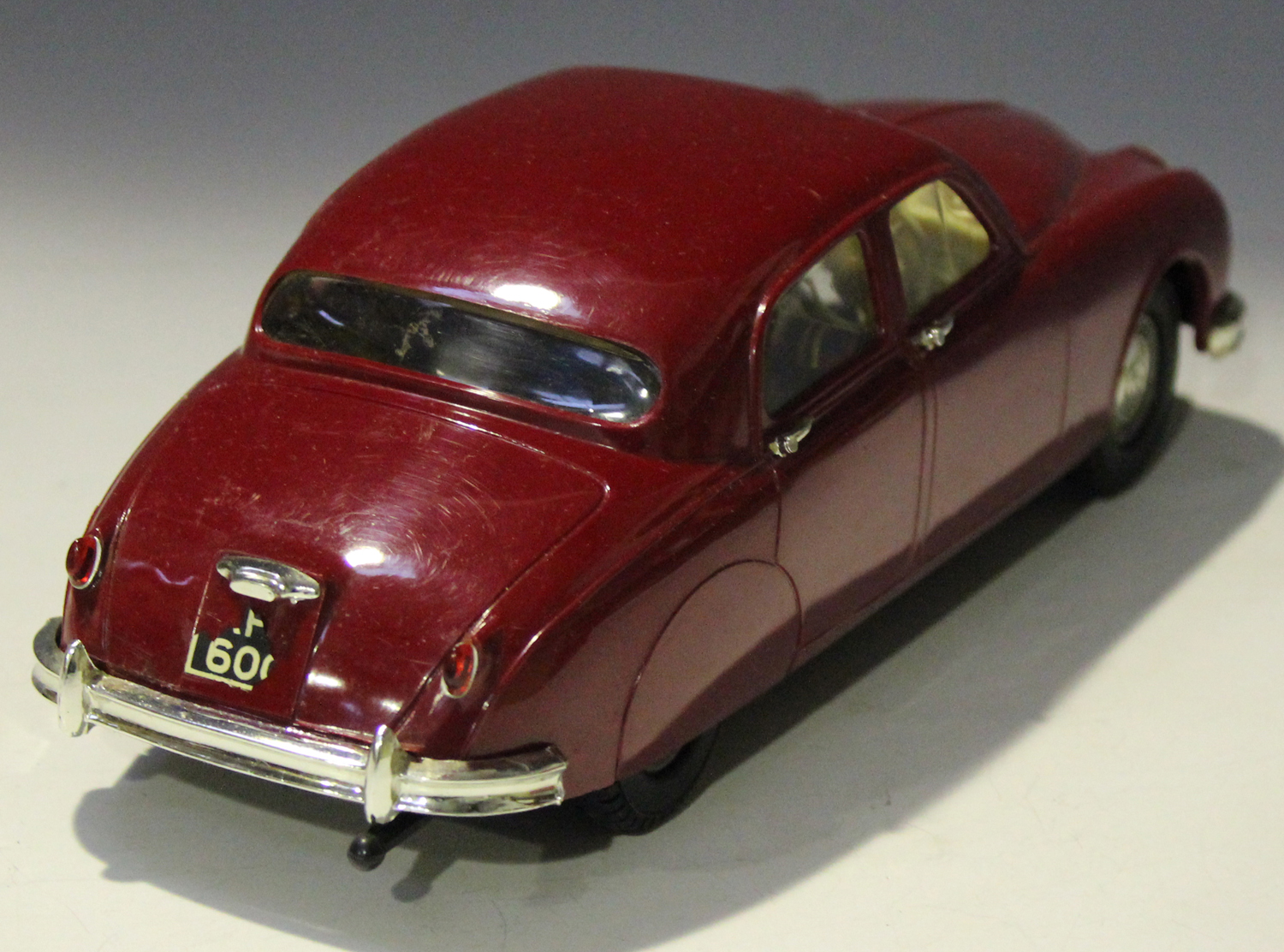 A Tri-ang electric 1:20 scale 2.4 litre Jaguar, finished in maroon with silvered fittings, boxed ( - Image 3 of 4