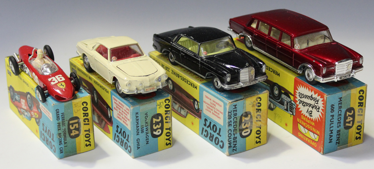 Four Corgi Toys cars, comprising a No. 154 Ferrari Formula 1, a No. 230 Mercedes-Benz 220 SE - Image 2 of 3