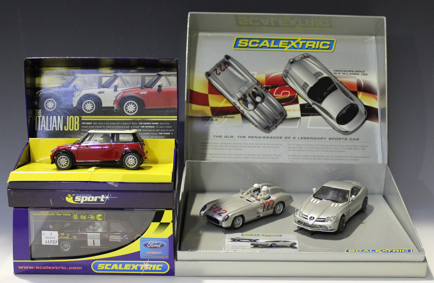 A Scalextric limited edition 722 'Mercedes-Benz celebrating the 1955 Mille Miglia' two-car set, a