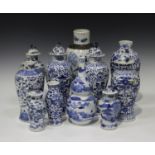 A Chinese blue and white porcelain double gourd shaped vase, mark of Kangxi but late 19th century,