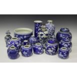 A collection of Chinese blue and white porcelain, late 19th and 20th century, including vases and