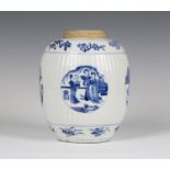 A Chinese blue and white porcelain ginger jar, mark of Jiajing but Kangxi period, the rib moulded