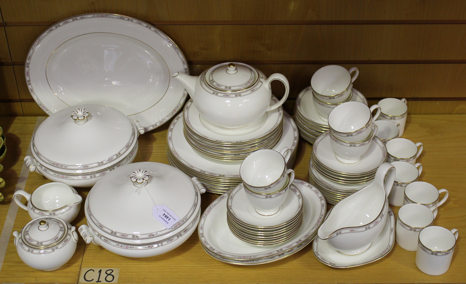 A Wedgwood bone china 'Colchester' pattern part service, comprising an oval platter, two tureens and - Image 2 of 2