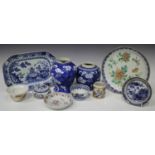 A collection of Chinese porcelain, 18th century and later, including a famille verte saucer dish,