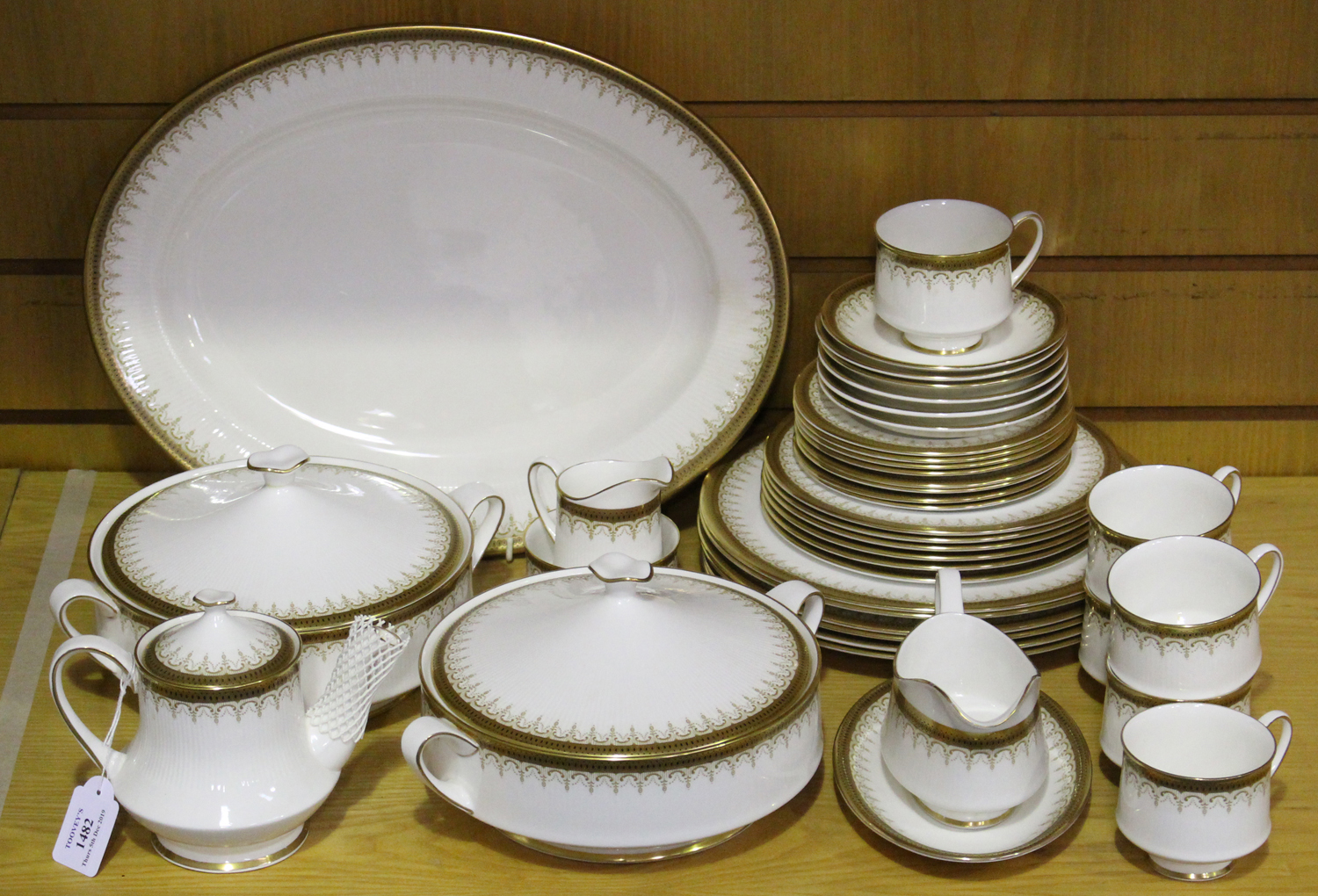 A Paragon bone china 'Athena' pattern part service, comprising oval platter, two tureens and covers, - Image 2 of 2