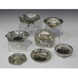 A matched pair of Elizabeth II silver hexagonal bonbon dishes with pierced foliate sides, Birmingham