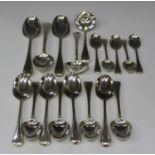 A Victorian part canteen of silver Old English Beaded pattern cutlery, comprising three tablespoons,