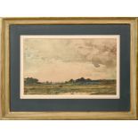 David Muirhead 1867/1935 - landscape with marshland in foreground, signed watercolour, framed and
