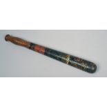 A Victorian painted wooden police truncheon, 15.5in l.