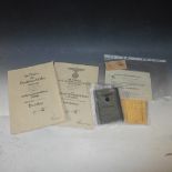 A collection of German Military emphemera relating to Heinrich Heinen to include War Merit Cross