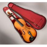 A Michael Poller violin, bow and case.