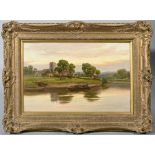 Henry T Jarman - Kempsey on the Severn, signed, oil on board, framed, 11.5in x 17in.