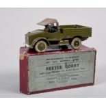 A Britains British Army Beetle lorry, light troop transport and general service truck, in red box.