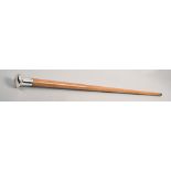 A bamboo walking cane with silver knop handle, 35.5in l.