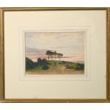 Signed in mono ETD (Edward Thompson Davis) - Shepherd calling his flock at sunset, watercolour,