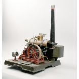 A model steam factory with a 9in boiler connected to a 5.75in single pulley wheel.