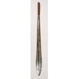 An African steel sword with a leather whipped handle, 24in l.