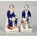 Two 19c seated Staffordshire figures being of Lord Byron and R. Cobden, each 7.5in h.