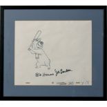 Bill Hanna and Joe Barbera - the Hanna Barbera Yogi Bear, drawing in graphite and blue pencil,