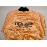 An RSVP Los Angeles gold and black Las Vegas Hilton promotional jacket on the back promoting the