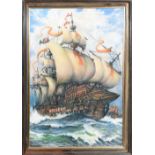 Cedrick Dawe - The Mary Rose, signed and dated 1985, watercolour, framed and glazed, 39in x 29in.